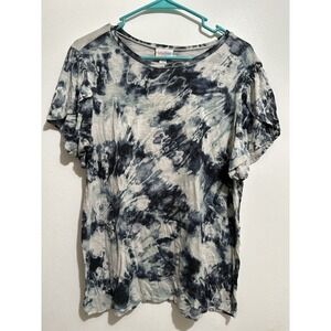 Lularoe Tunic T-shirt Black Gray White Womens Size Large Acid Tie Dye Scoop Neck